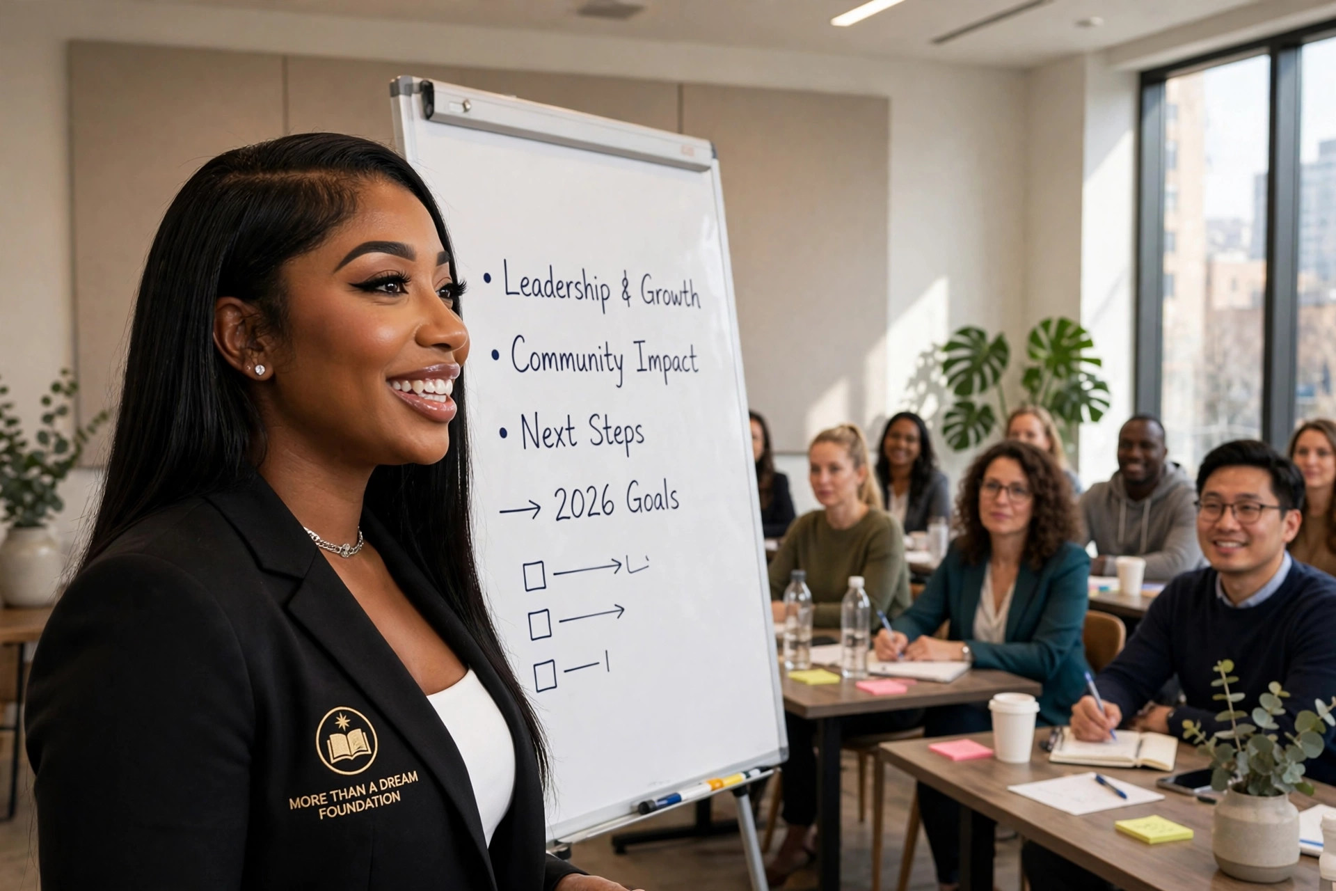 Attendees at a career workshop building work skills