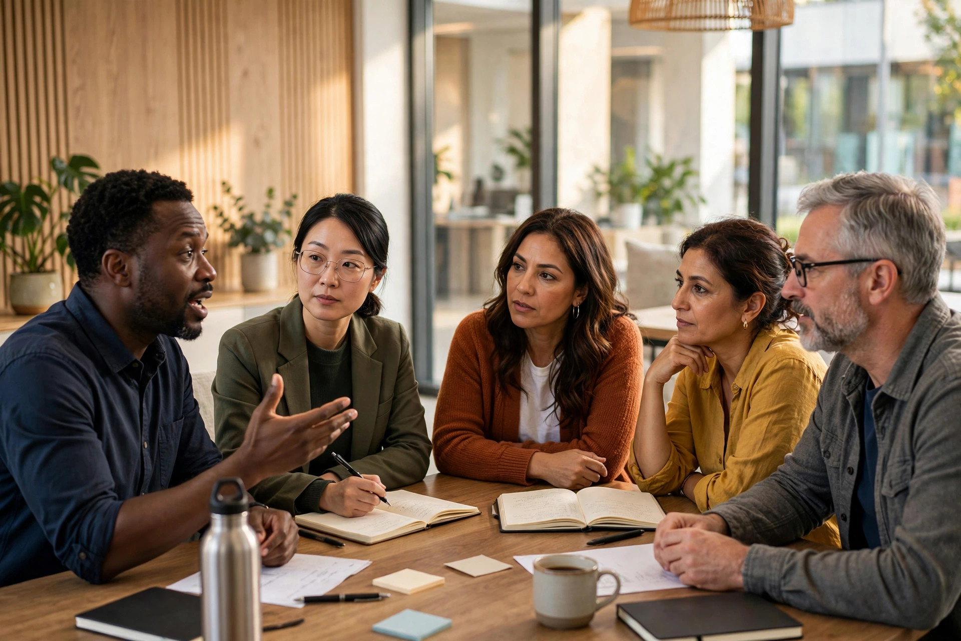 Community leaders in a meeting around a conference table